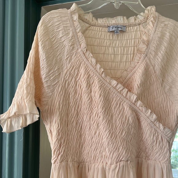 NWOT Polagram Cream Maxi Dress with Ruffle Hem - Picture 3 of 7